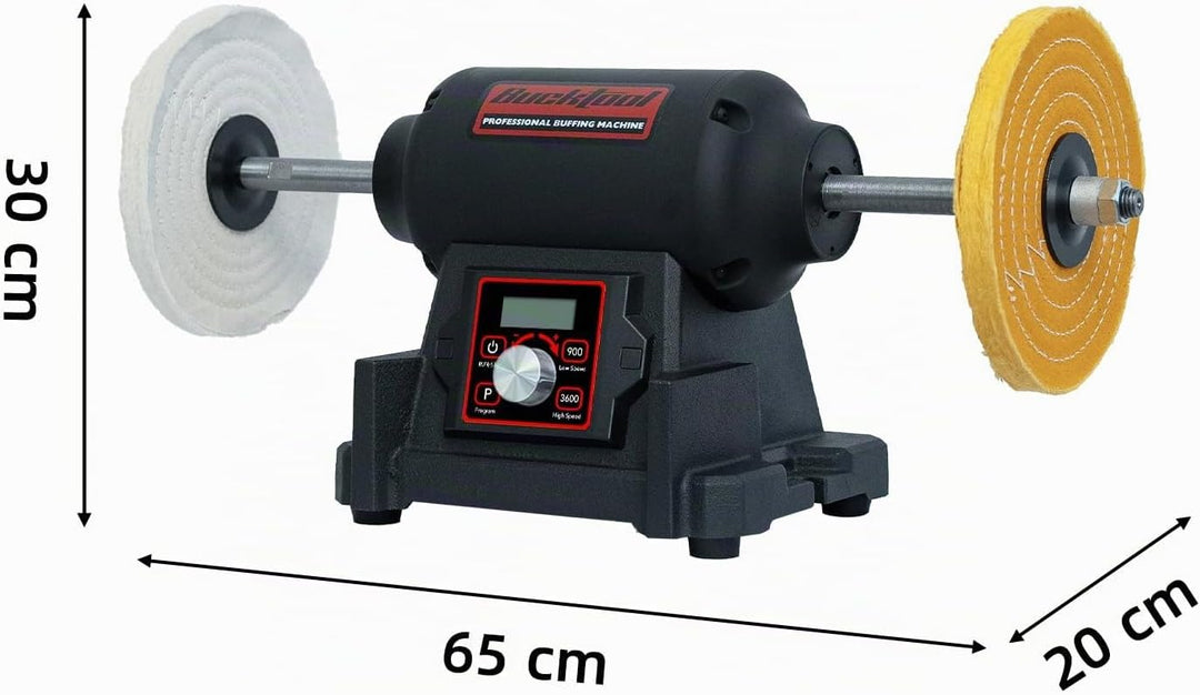 BUCKTOOL 750W Tischpoliermaschine mit VFD-Motor, 200-mm-Tischpolierkopf mit variabler Drehzahl, 900–