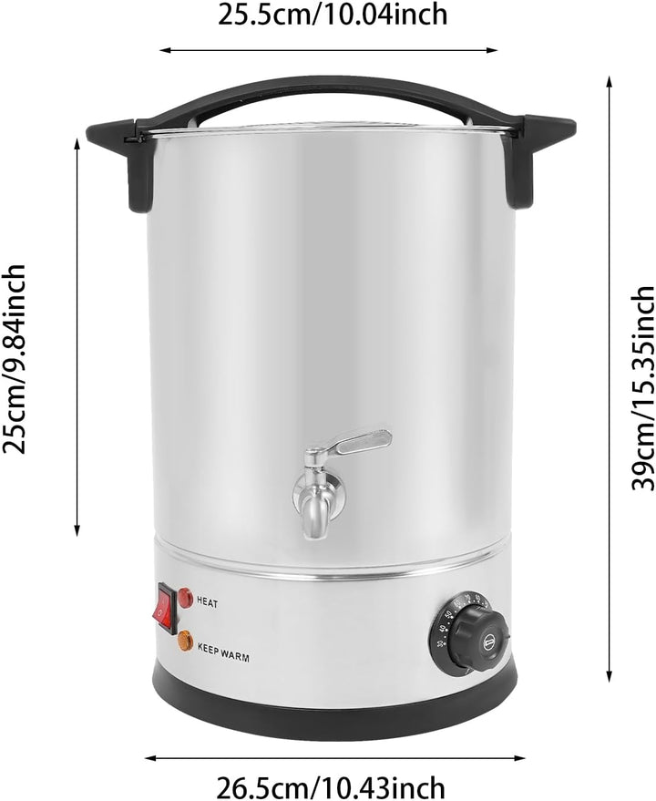 Cutycaty 8L/10L/12L/15L Wachsschmelzer für Kerzen 1800W Elektrischer Wachsschmelzofen aus Edelstahl