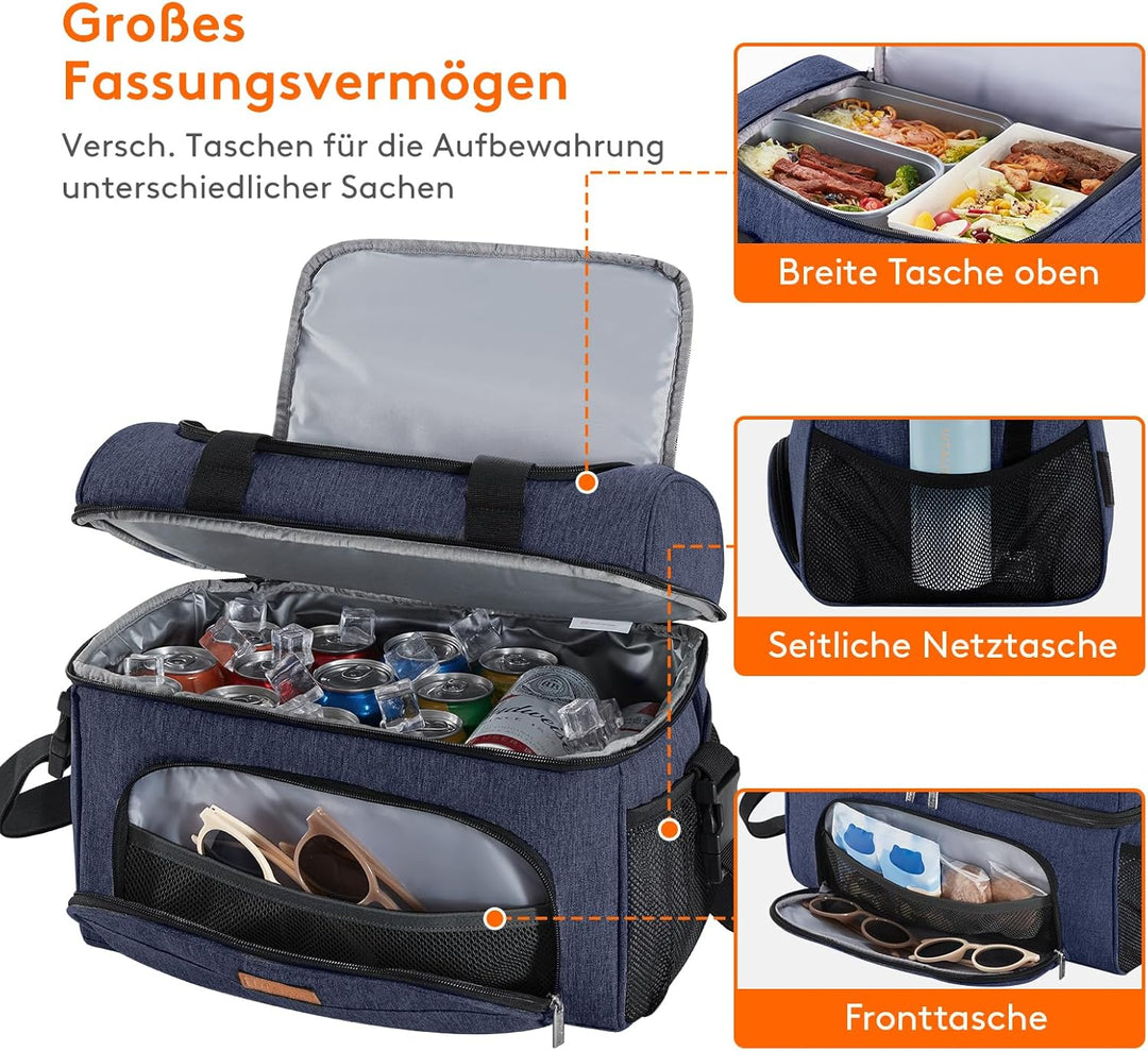 Lifewit grosse Kühltasche für 32 Dosen, isolierte Lunch-Tasche, leichte, tragbare Kühltasche, doppel