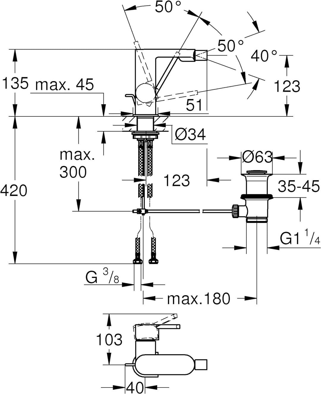 GROHE Plus | Einhand-Bidetbatterie, DN 15 | chrom | 33241003