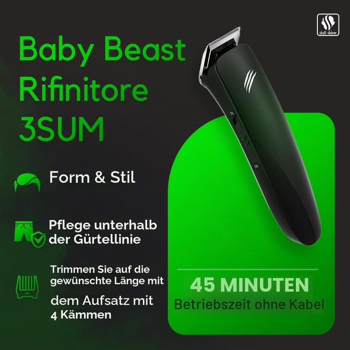 Skull Shaver - Baby Beast Trimmer 3SUM - Herrenpflege-Set - Mit 3 Klingen-Aufsätzen & Kompaktem Desi