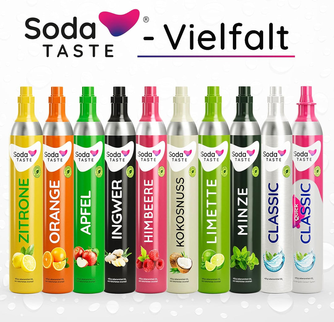 SodaTASTE CO2-Kaufzylinder (Reservezylinder) für Wassersprudler, mit natürlichem Limetten-Aroma, ohn