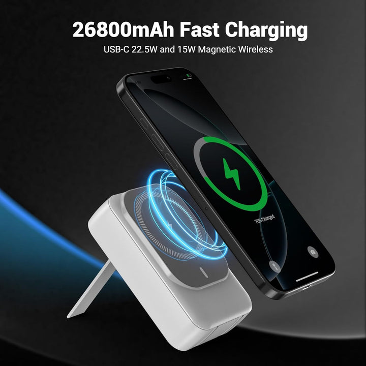 Magnetische Wireless Powerbank 26800mAh, Power Bank für Magsafe mit Eingebauten Kabeln, 5 Ausgänge P