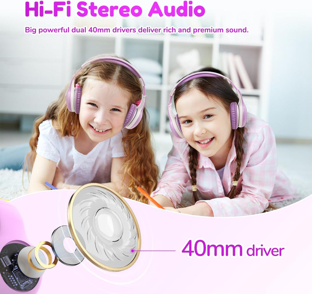 EarFun Bluetooth Kopfhörer Kinder, 74/85/94dB Lautstärkeregelung, HiFi Sound, HD-Mikrofon, 45 Std Ak