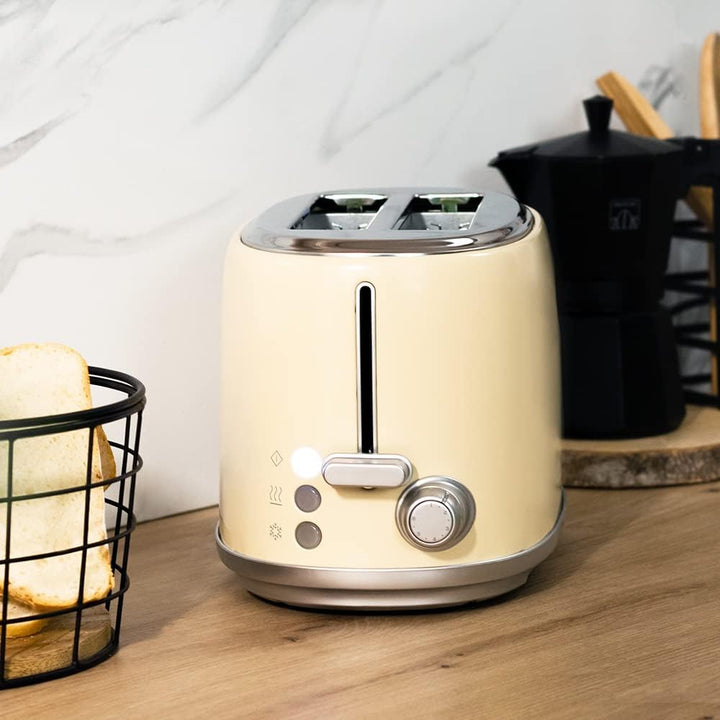 Cecotec Toast&Taste 1000 Retro Double Beige Toaster 2 Scheiben, 980 W, 2 breite Schlitze 3,8 cm und
