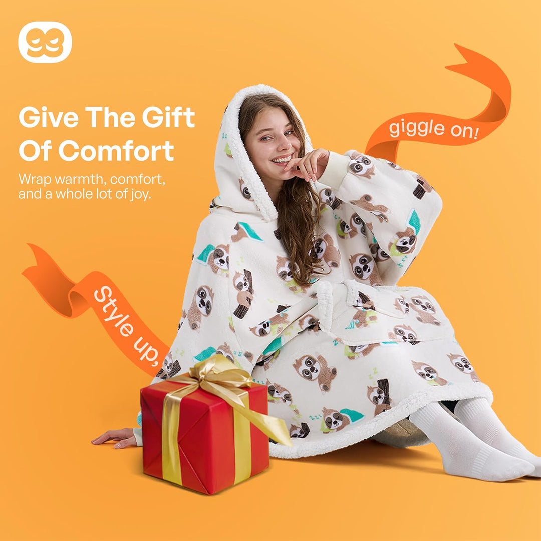 Giggling Getup tragbare Decken Hoodie – Übergrosse Flanell Sherpa Fleece Sweatshirt Decke für Erwach