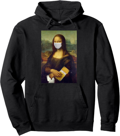 Mona Lisa mit Mundschutz Nudeln Klopapier Hamstereinkauf Pullover Hoodie