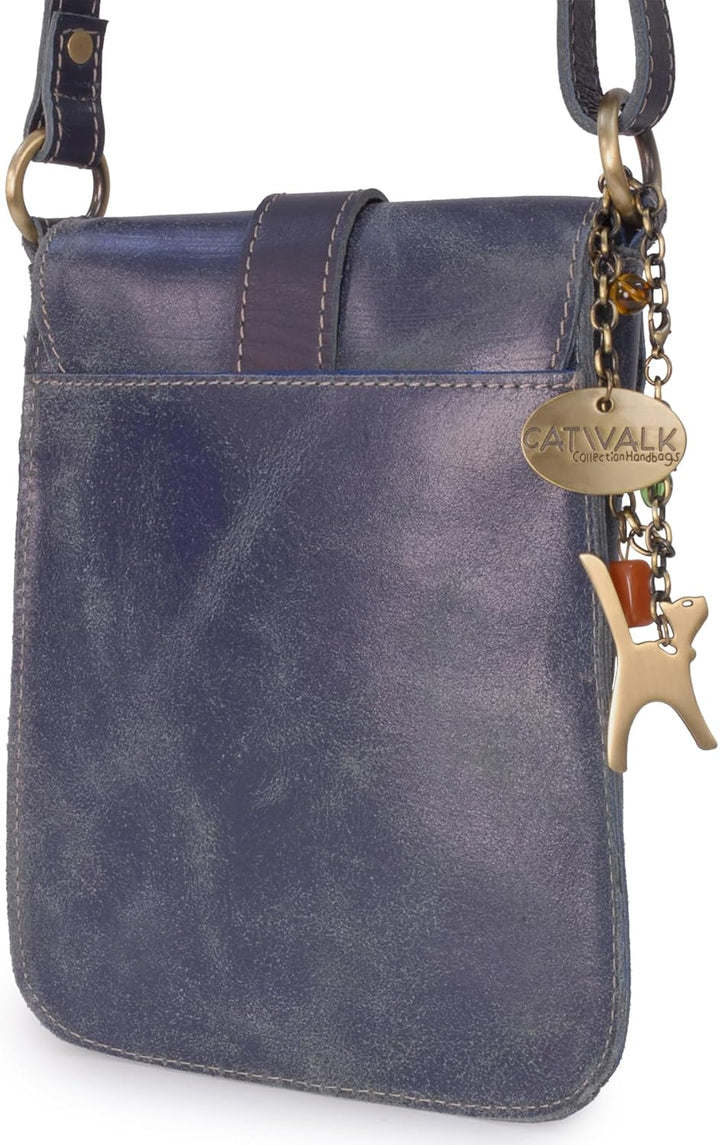 Catwalk Collection Handbags - Damen Antikleder Umhängetasche - Crossbody Bag/Lederhandtasche Klein -