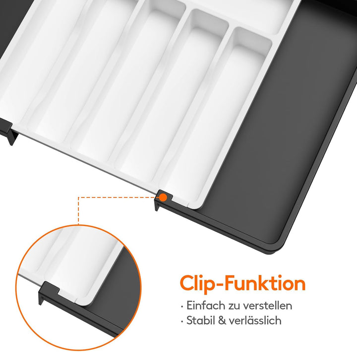 Lifewit Besteckhalter, erweiterbarer Utensilienhalter für Schublade, verstellbarer Besteckkasten, ko