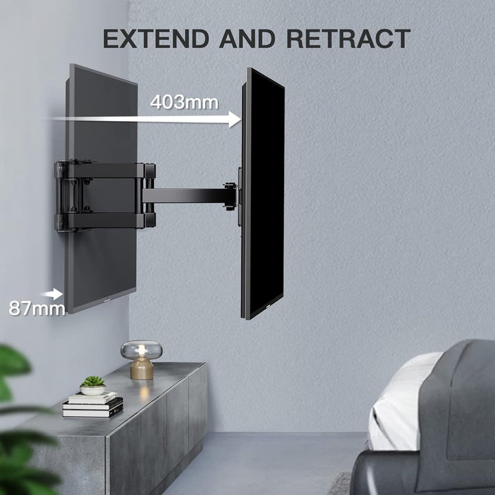 PERLESMITH TV Wandhalterung, Schwenkbare Neigbare TV Halterung für 26-65 Zoll Flach & Curved Fernseh