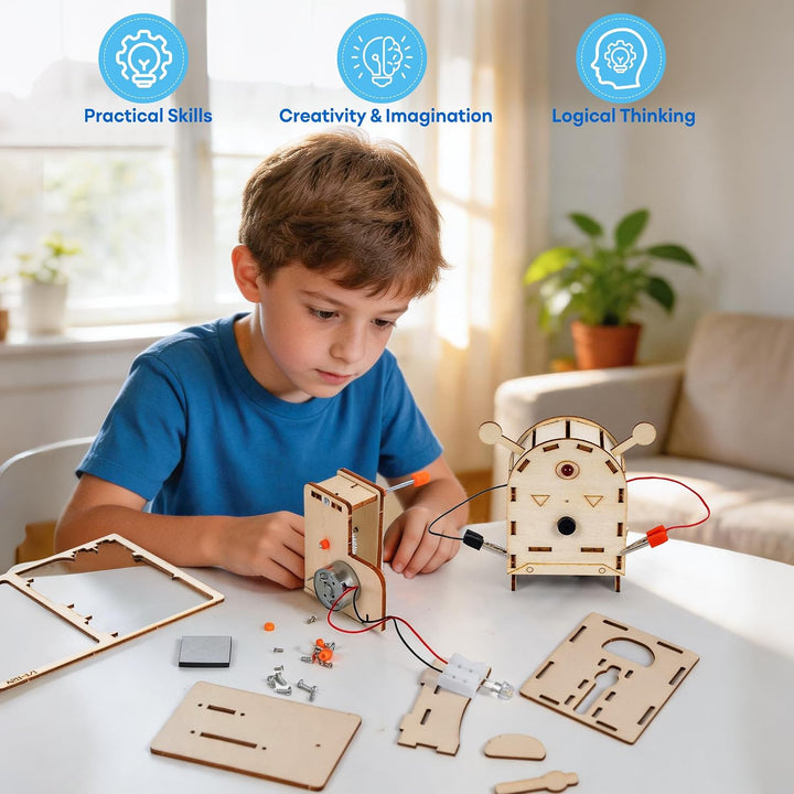 6-in-1 Holz STEM Experimente für Kinder ab 8 9 10 11 12 13 14, Holz DIY Auto Flugzeuge Bausatz Exper