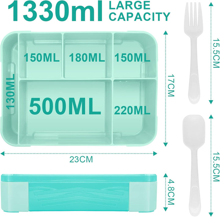 IJIAMY Brotdose Kinder mit Fächern, 1300ml Jausenbox Kinder, Auslaufsicher Bento Box, Lunchbox Kinde
