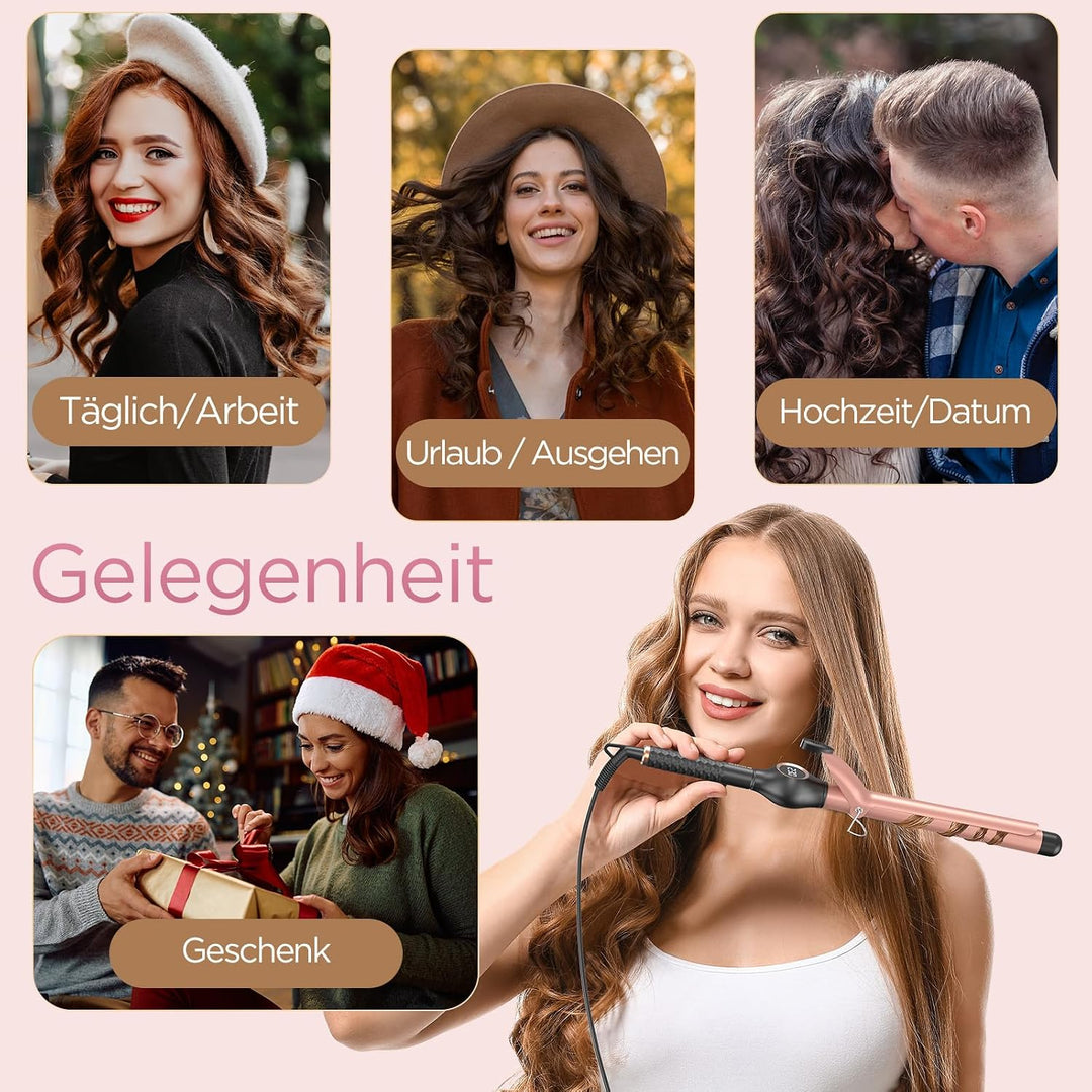 BESTOPE PRO Lockenstab 25mm Grosse Locken, Schnelle Heizung Lockenstäbe Extra Lang, Multi-Temperatur