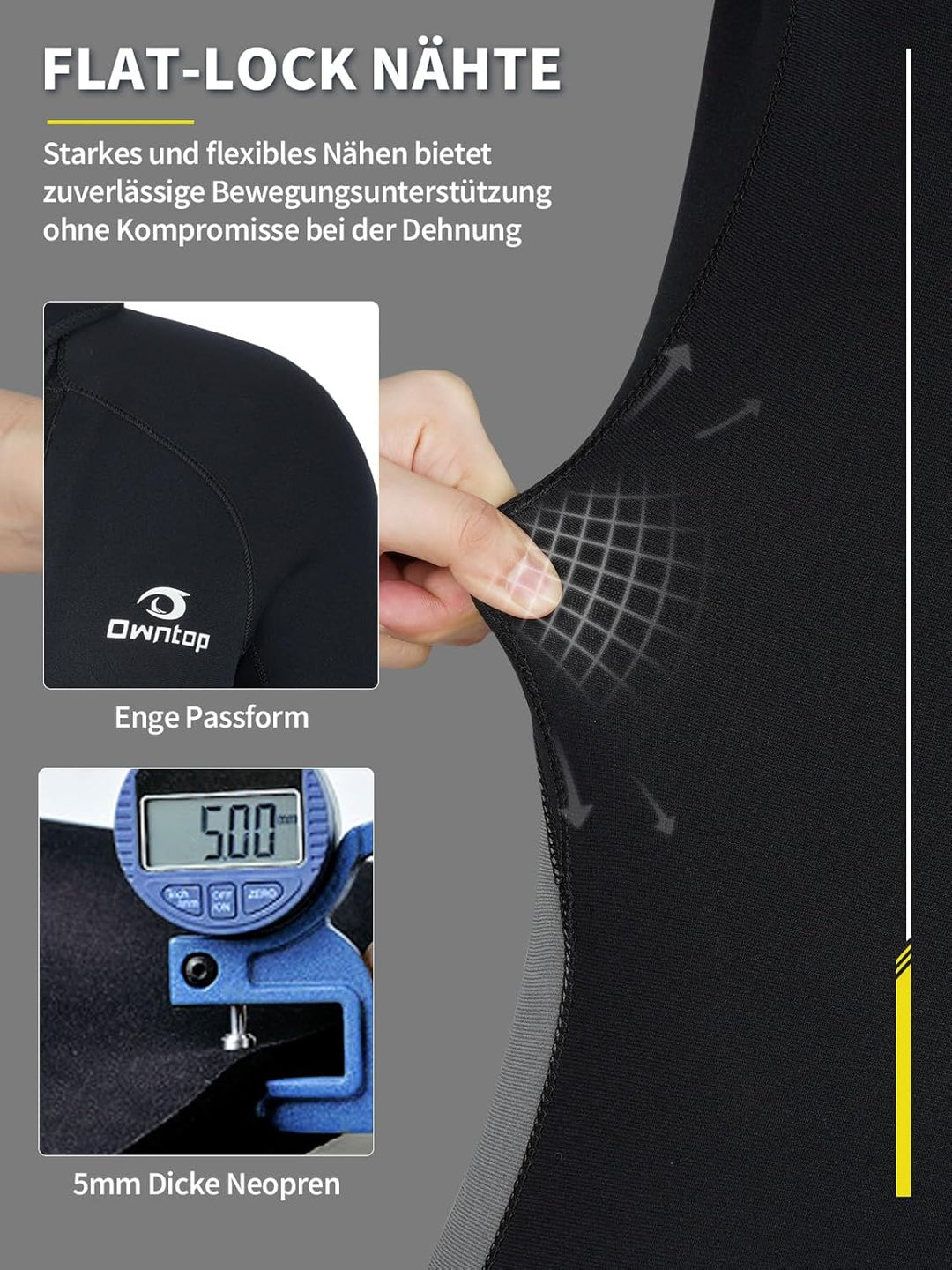 Owntop 5mm Neoprenanzug für Herren Damen– Neopren Tauchanzüge Stretch Langarm Einteilig Frontreissve