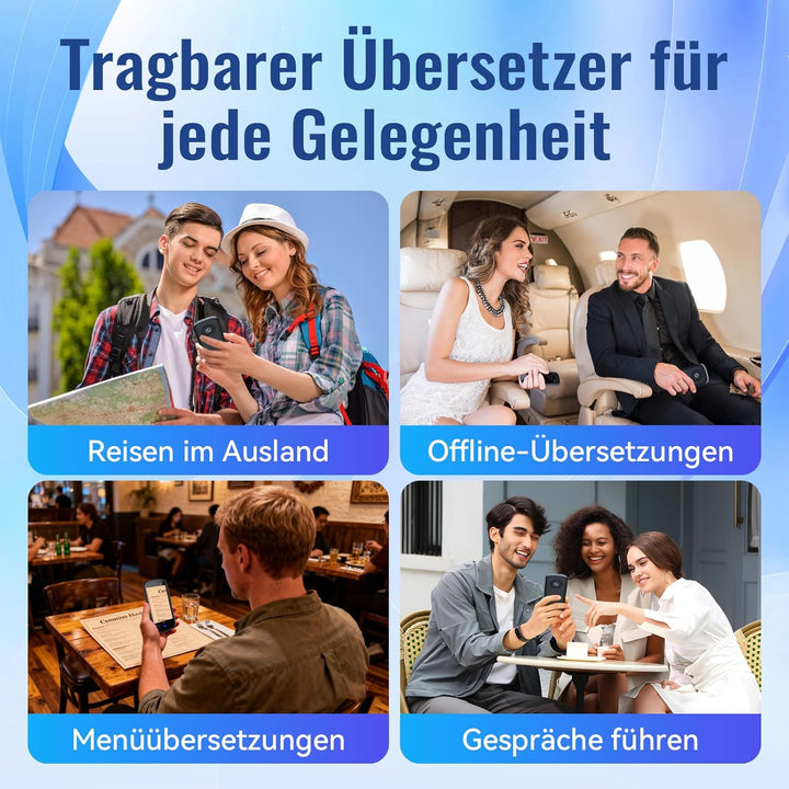 SKARA Sprachübersetzer Gerät ohne Internet, Echtzeit Übersetzer mit Sprachausgabe, 137 Sprachen & Ak
