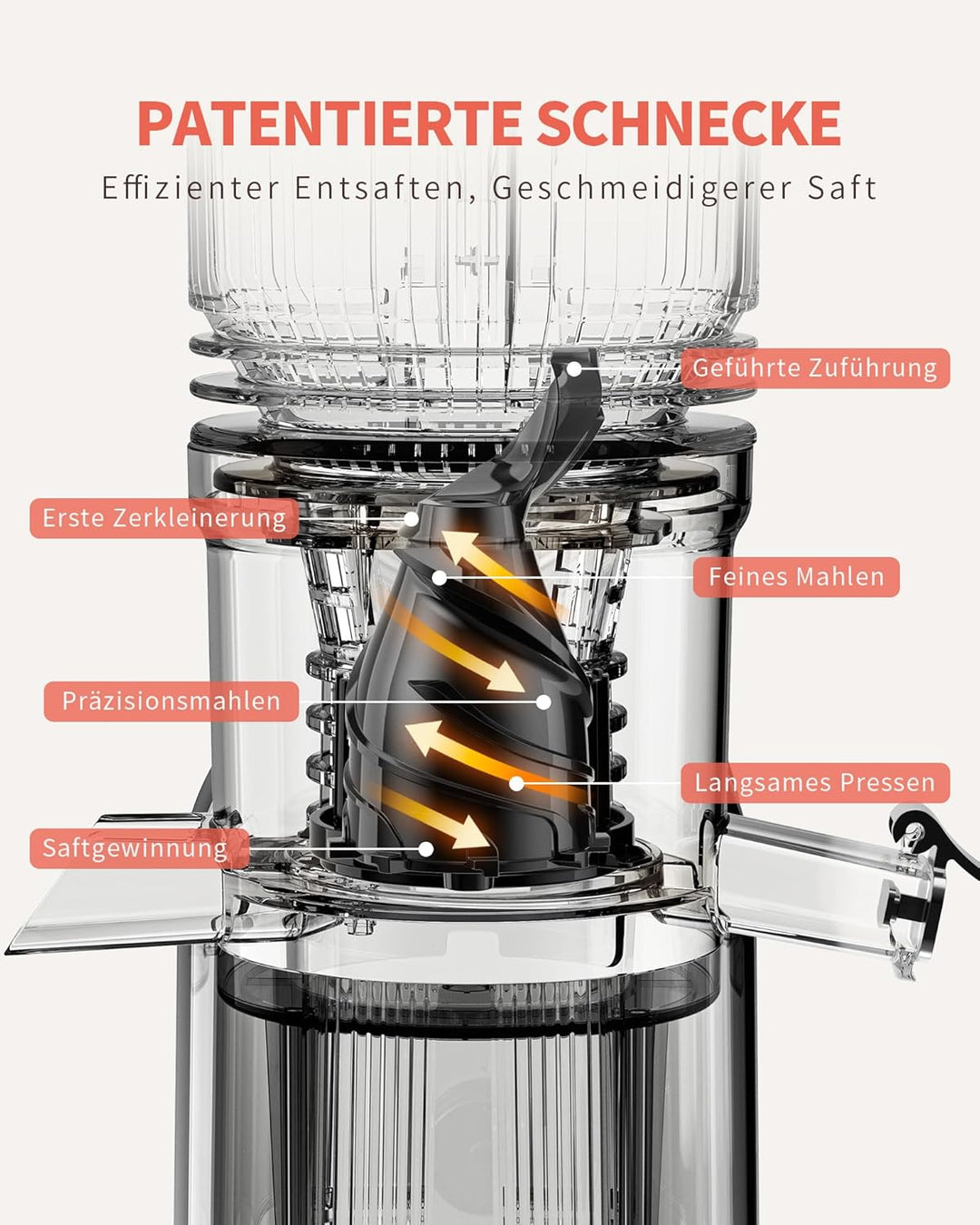 Entsafter Gemüse und Obst Testsieger – Slow Juicer mit 130 mm Extra Breitem Einfüllschacht, Kaltpres