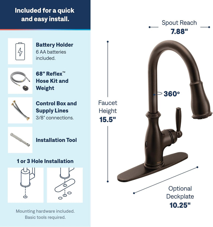 Moen 7185EWORB Brantford Motionsense Wave Sensor Berührungsloser Einhand-Küchenarmatur, Einhand-Küch