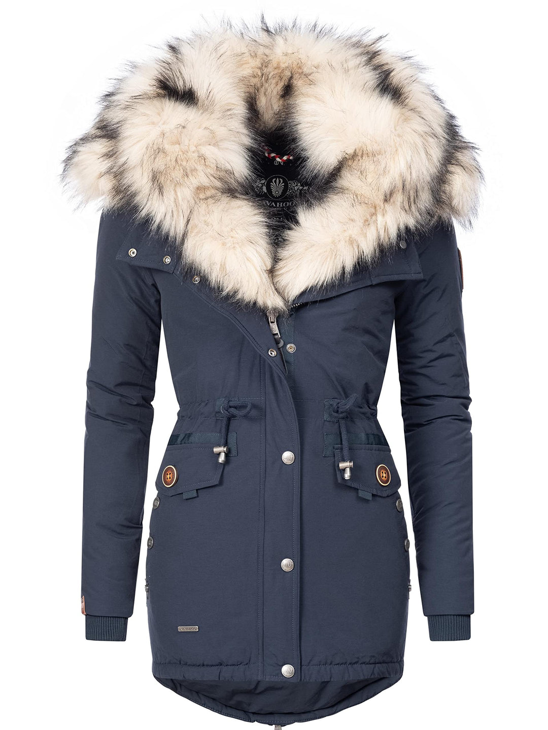 Navahoo Damen Warmer Winterparka mit Kapuze Sweety XS-XXL S Navy, S Navy
