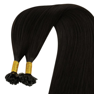 YoungSee Echthaar Extensions Bondings Braun 35cm Bonding Extensions Echthaar 1g Braun Remy Hair Exte