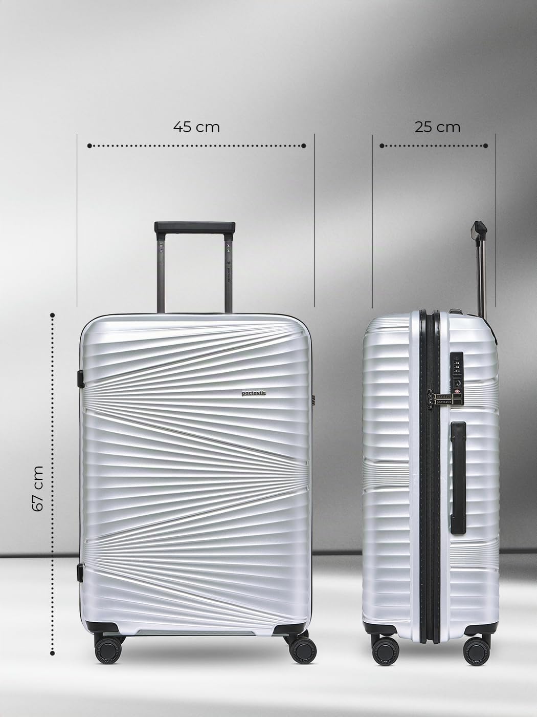 Pactastic Collection 02 Ultraleicht Hartschalen Check-in Koffer | Mittelgrosser Trolley 45 x 25 x 67