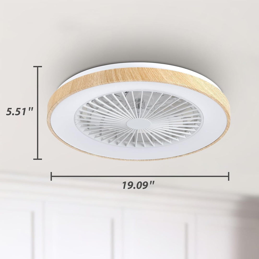 Deckenventilator mit Beleuchtung für Schlafzimmer, Ø48cm, Leise DC Motor 20W, Fernbedienung, 6-Gang,