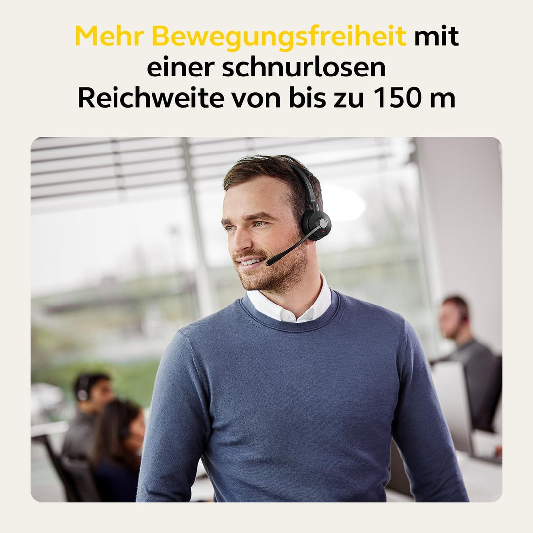 Jabra Engage 55 Schnurloses Stereo-Headset mit DECT-Adapter - Mikrofon mit Geräuschunterdrückung, um