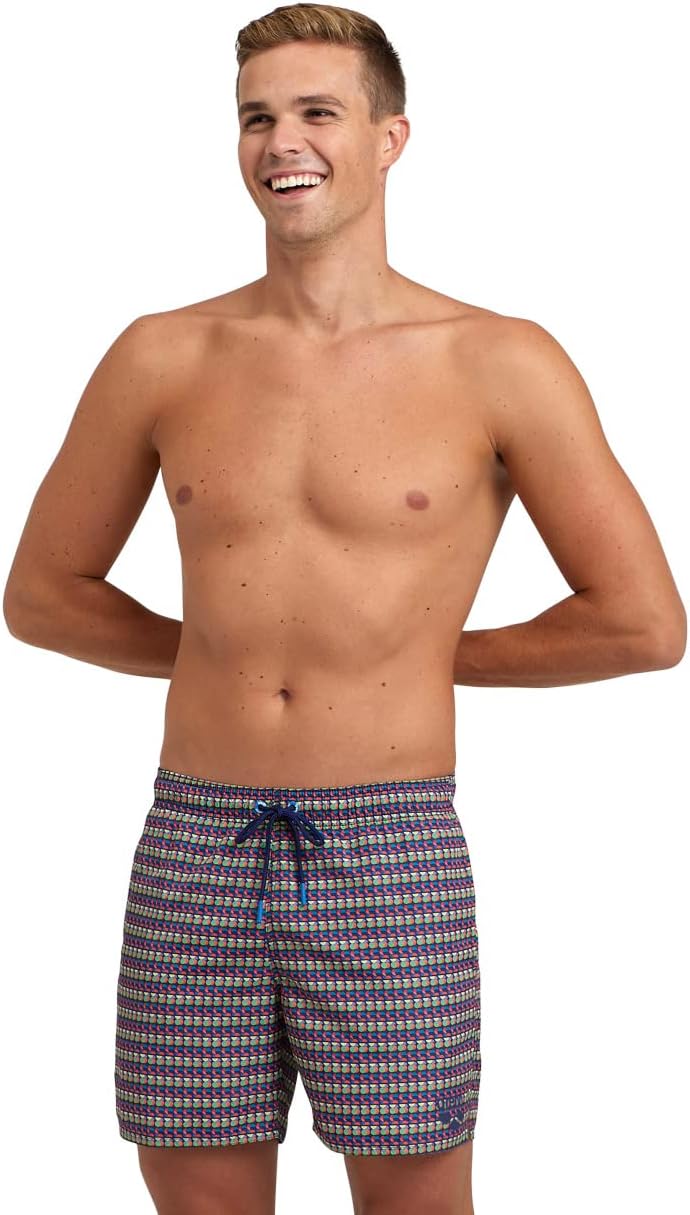 ARENA Herren Men's Beach Boxer Allover Swim Trunks, Navy-freak Multi