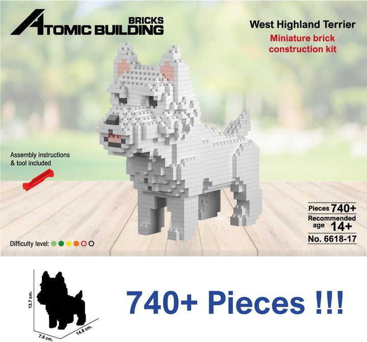 Miniatur-Bausteinfigur. Hund West Highland White Terrier – Westie/Westy, West Highland White Terrier