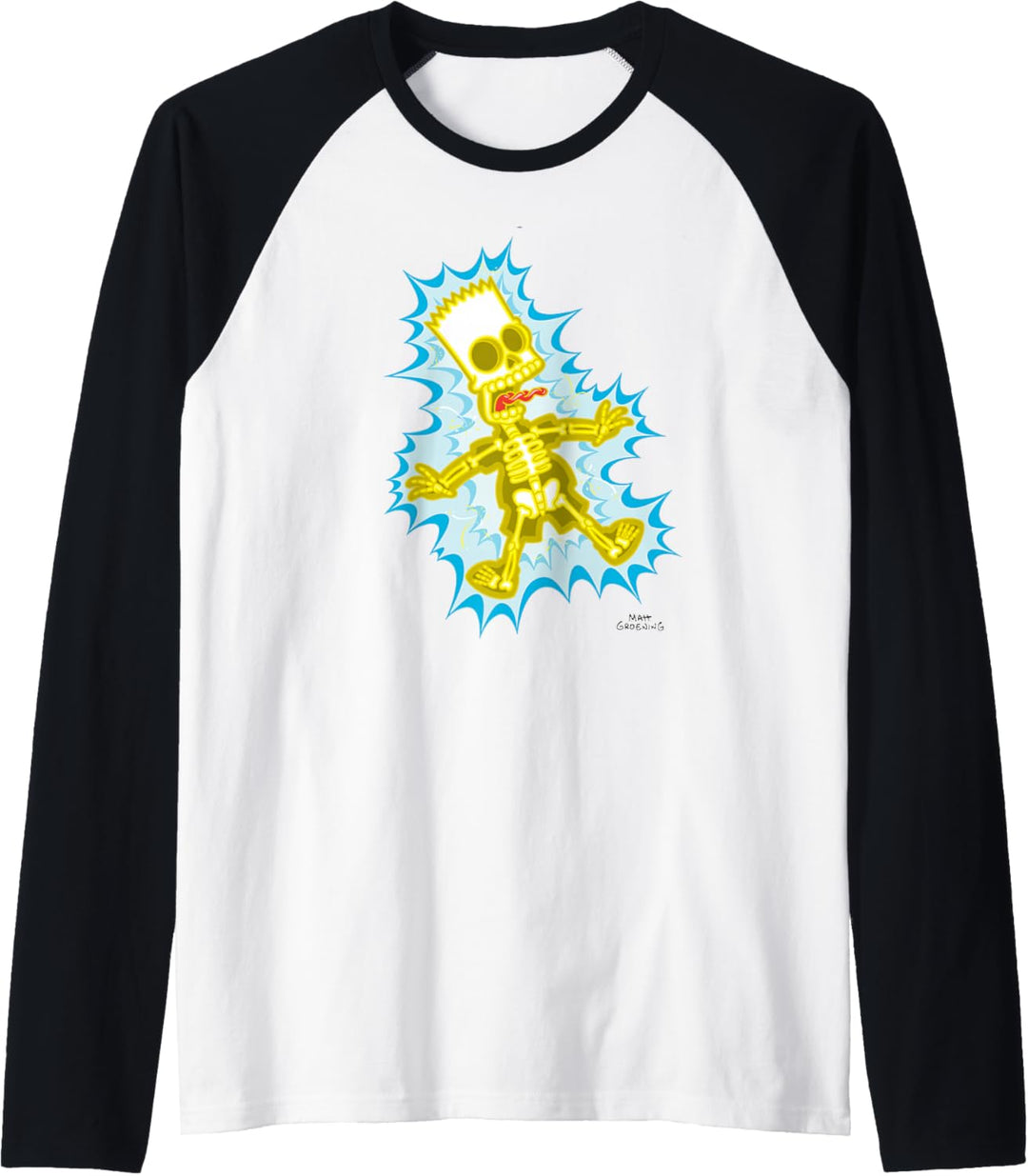 The Simpsons Bart Simpson Skeleton Electro Shock Raglan