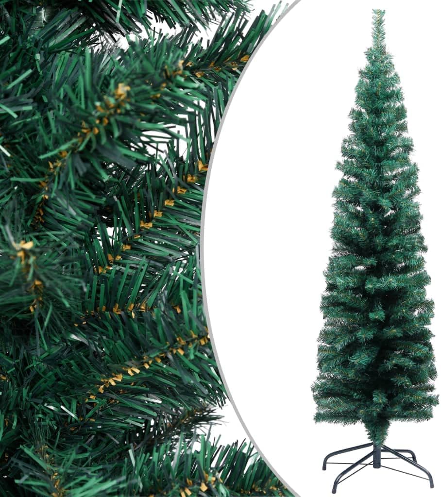 vidaXL Schlanker Künstlicher Weihnachtsbaum mit Ständer Christbaum Tannenbaum Dekobaum Kunstbaum Wei
