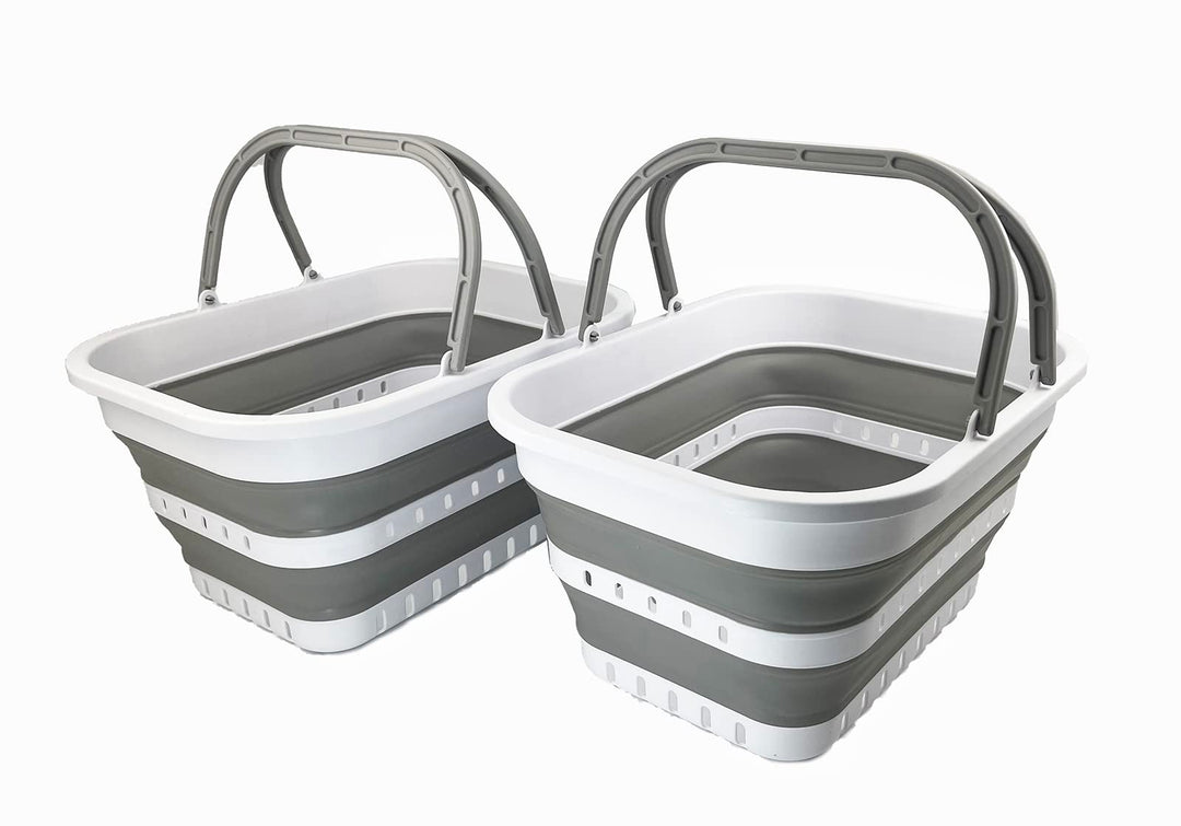 SAMMART 19L Collapsible Tub with Handle - Portable Outdoor Picnic Basket/Crater - Foldable Shopping