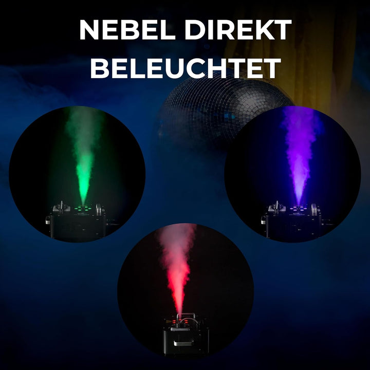 ETEC Professional FOG 900 LED RGB 3in1 DMX Vertikal-Nebelmaschine - CO2 Effekt, Geyser Nebler, Party
