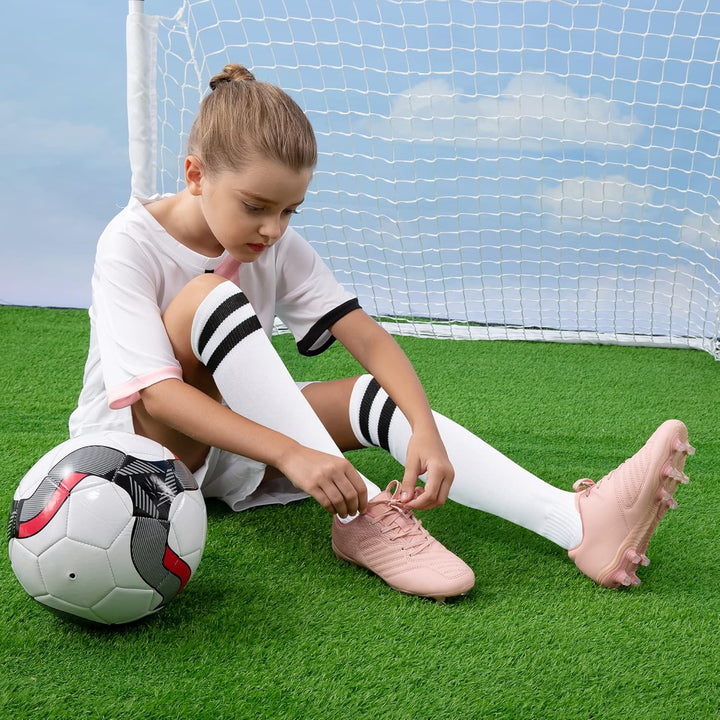 JABASIC Fussballschuhe Kinder Jungen Mädchen Sportliche Outdoor Stollenschuhe Kinder 29 EU Lt Rosa,