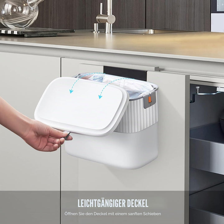 ELPHECO Küchenmülleimer – 1,8 Gallonen Hängender Mülleimer mit Deckel, 7 Liter Wandmülleimer für Küc