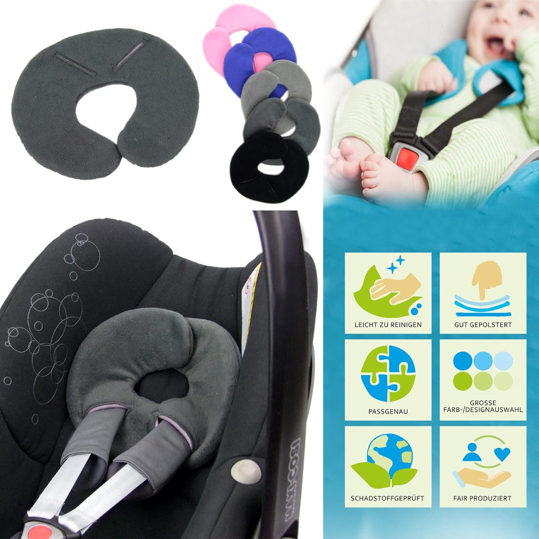 BAMBINIWELT Kopfkissen, KOPFPOLSTER für Maxi Cosi Pebble/Pebble Plus, Fleece (dunkelgrau) XX, Dunkel