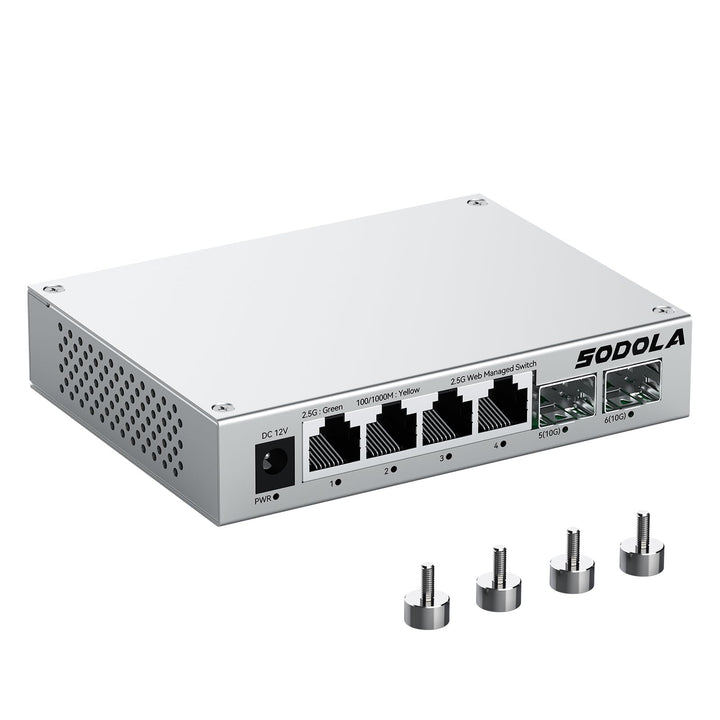 SODOLA 2.5Gbit Switch Managed,4 x 2.5G Base-T Ports, 2 x 10G SFP+ SL902-SWTGW124AS, SL902-SWTGW124AS