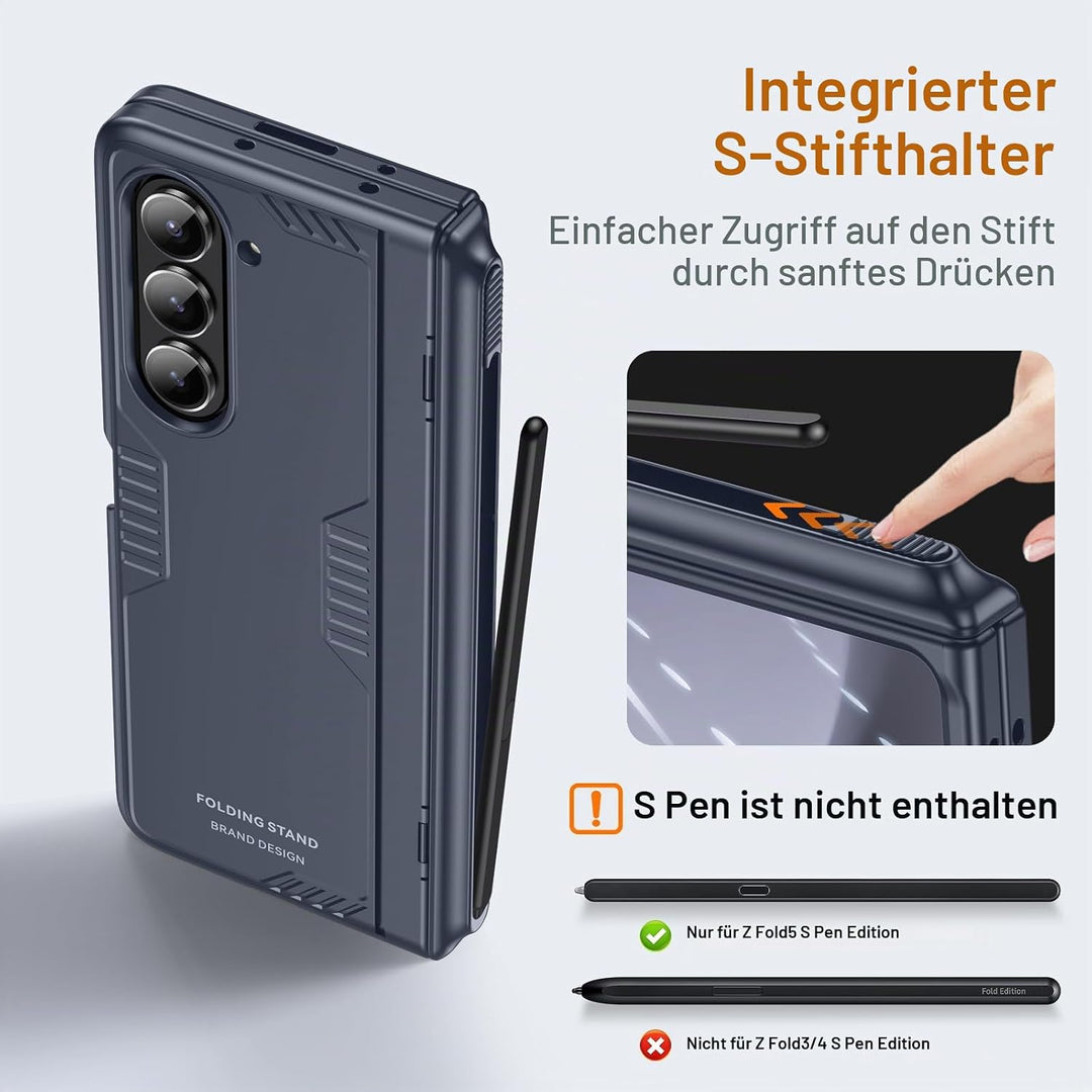 spoovcto für Samsung Galaxy Z Fold 5 Hülle mit Slim S Pen Stifthalter &amp; Scharnierschutz, Integrierte