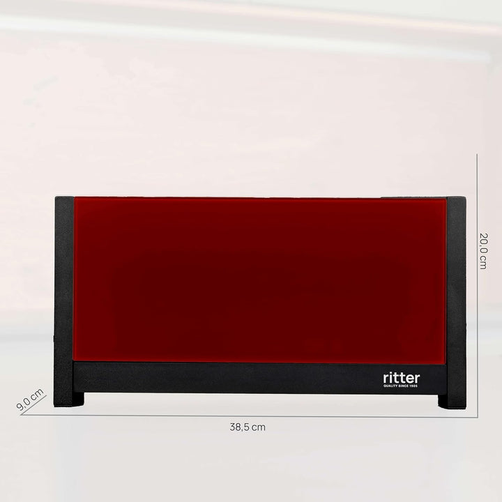 ritter volcano 5 Langschlitz-Toaster mit Brötchenaufsatz, extra schmal, Made in Germany, Rot Rot Toa