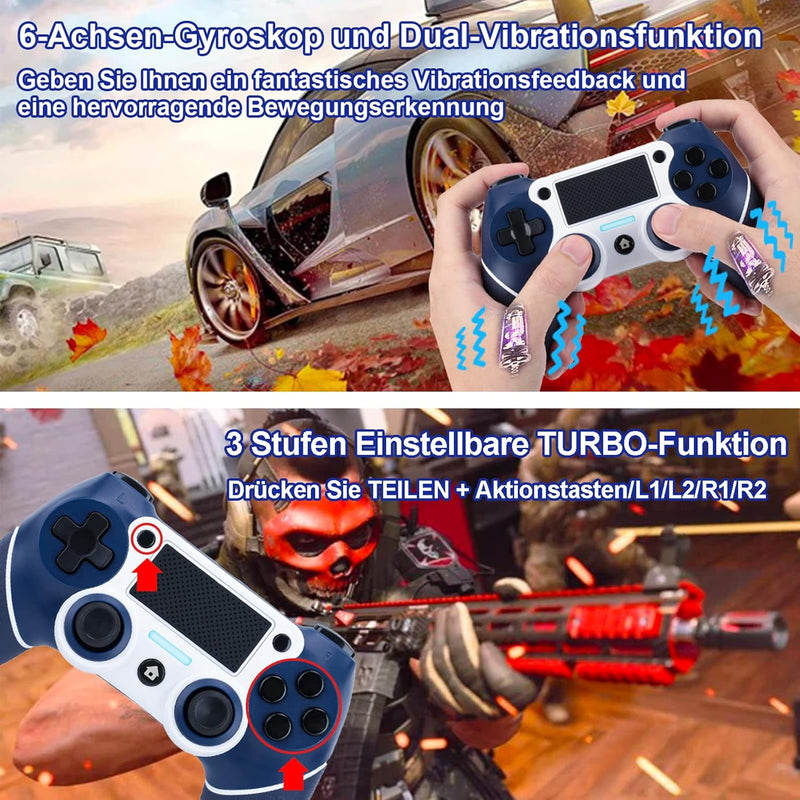 DuLingKer Controller Kompatibel für PS4 Pro Slim, Wreless Bluetooth Controller Kompatibel mit PS4 PC