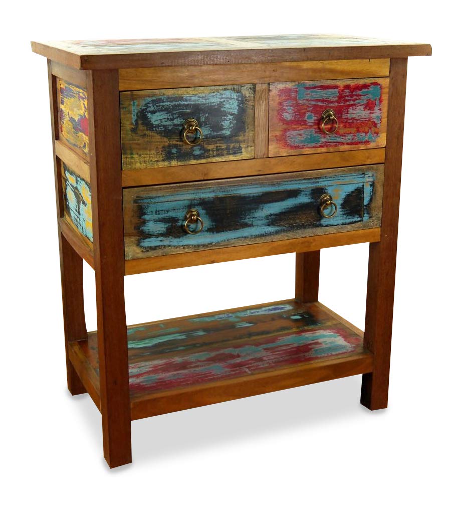 livasia Teakholz Kommode aus Java | Sideboard | Recyceltes buntes Bootsholz | Asiatisches Highboard