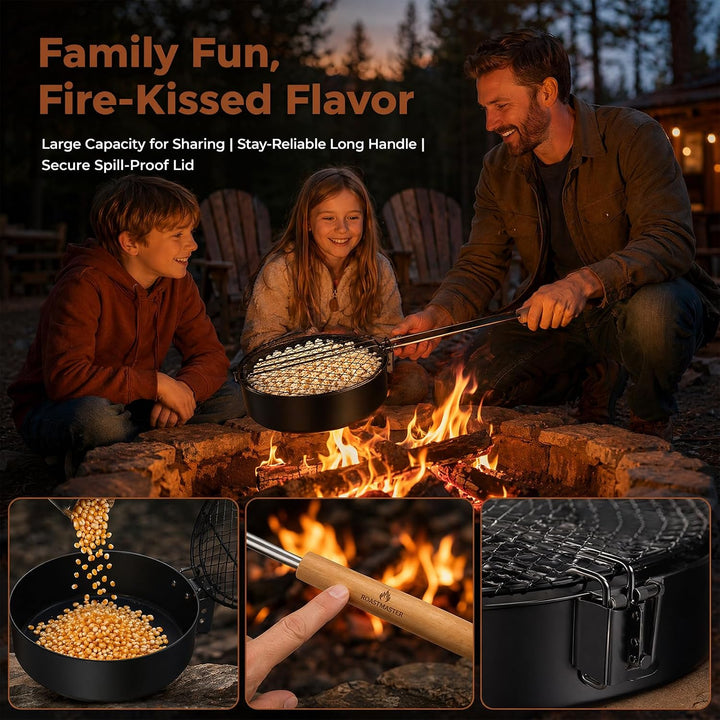 BORDEAG Popcorn Maker Lagerfeuer,Popcornpfanne Für Das Lagerfeuer,Outdoor Camping Popcorn Pfanne,Out
