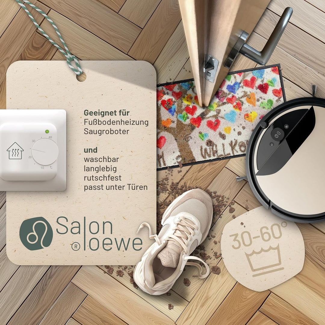 Salonloewe Minimatte Herzbaum 030x075 cm Fussabtreter Sauberlaufmatte draussen Fussmatte Indoor Schm