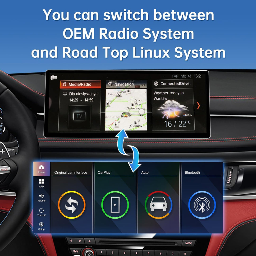 Road Top 12,3 Zoll Autoradio Carplay für BMW X5 X6 F15/F16 EVO (2016-2020) | Linux HD Touchscreen mi