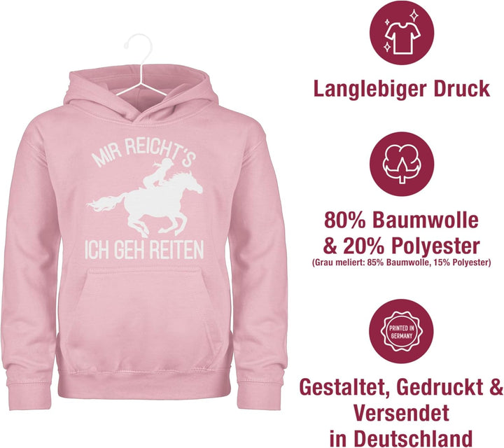 Shirtracer - Kinder Hoodie Jungen Mädchen - Pferd Pferde - Mir reicht's ich GEH Reiten, 1 Hellrosa