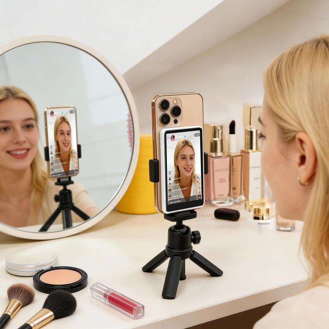 Handy Selfie Monitor für iPhone,Vlog Selfie Monitor Bildschirm,Drahtlose Aufnahme,Bluetooth-Fernbedi