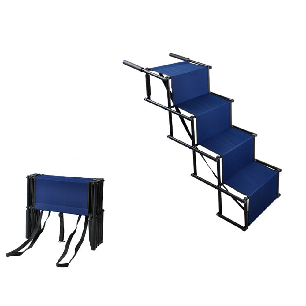 HEYOUTH Hunderampe Auto Klappbar,Hundetreppe Grosse Hunde,Rampe Hund Auto 4 Stufen,Bis 80 kg belastb
