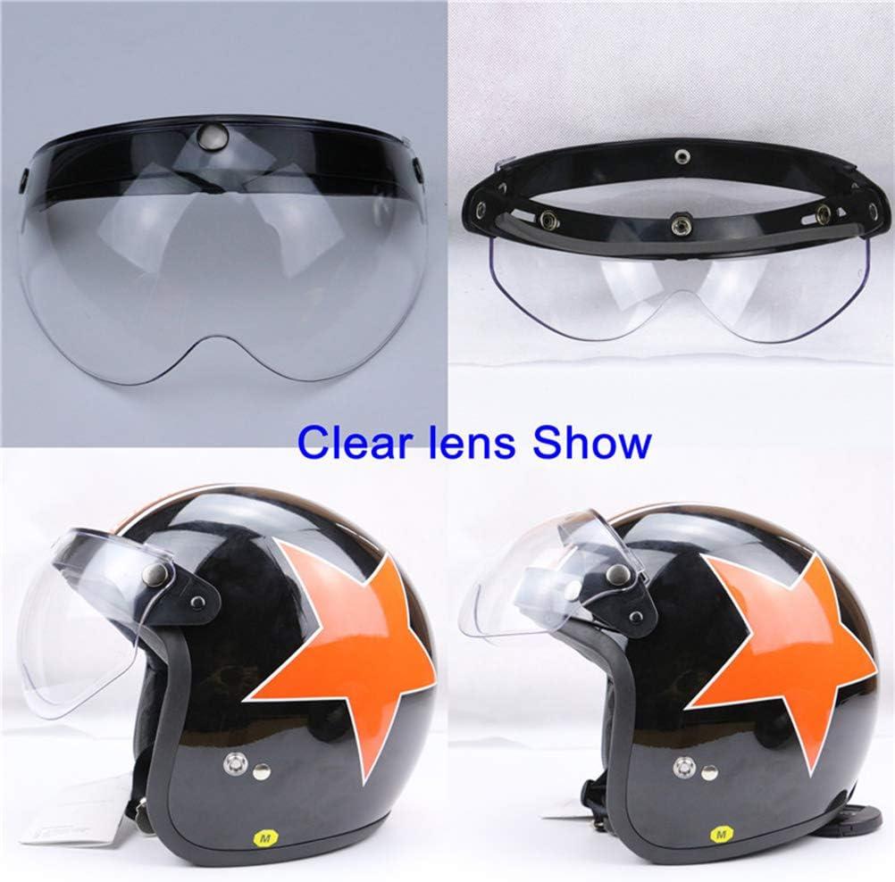 Helmvisier Universelles 3 Druckknopf Winddichtes Sonnenschutz Halbgesicht-Retro Motorradhelm Visier