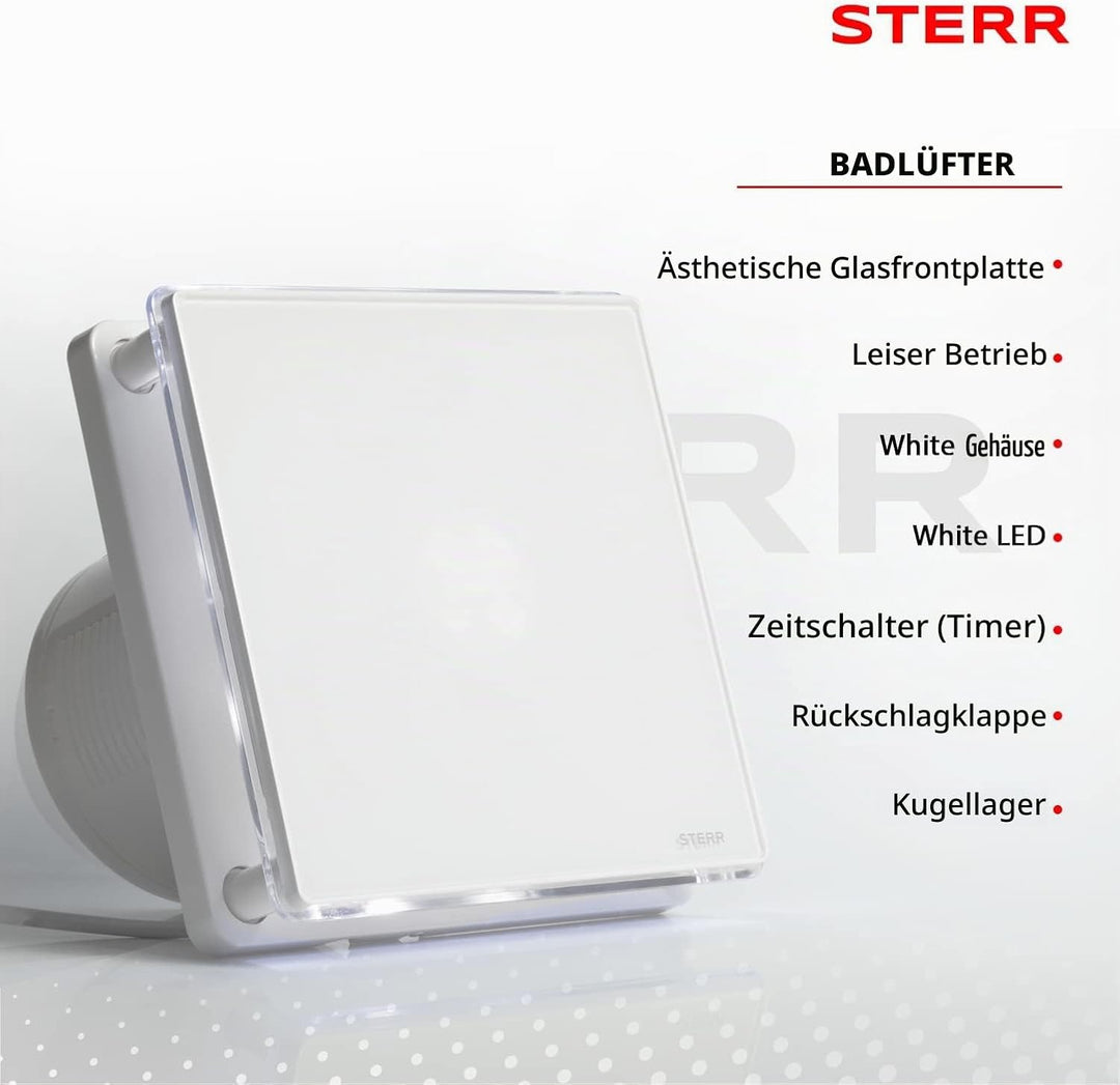 STERR - Badezimmerlüfter mit LED-Beleuchtung und Timer - BFS100LT BFS100LT – LED +