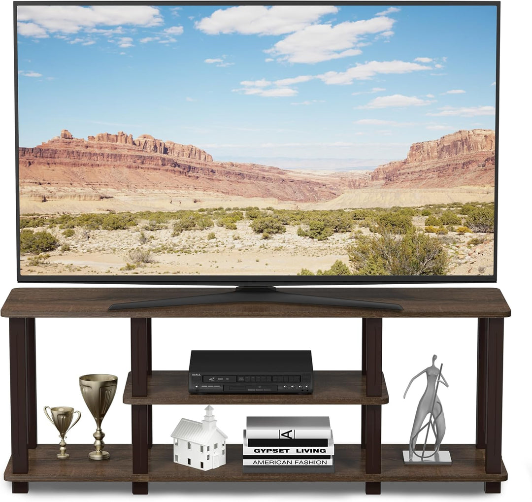 Furinno Entertainment/TV-Regal mit unterschiedlichen Ablageflächen, Walnuss/Braun, 29.72 x 111.25 x