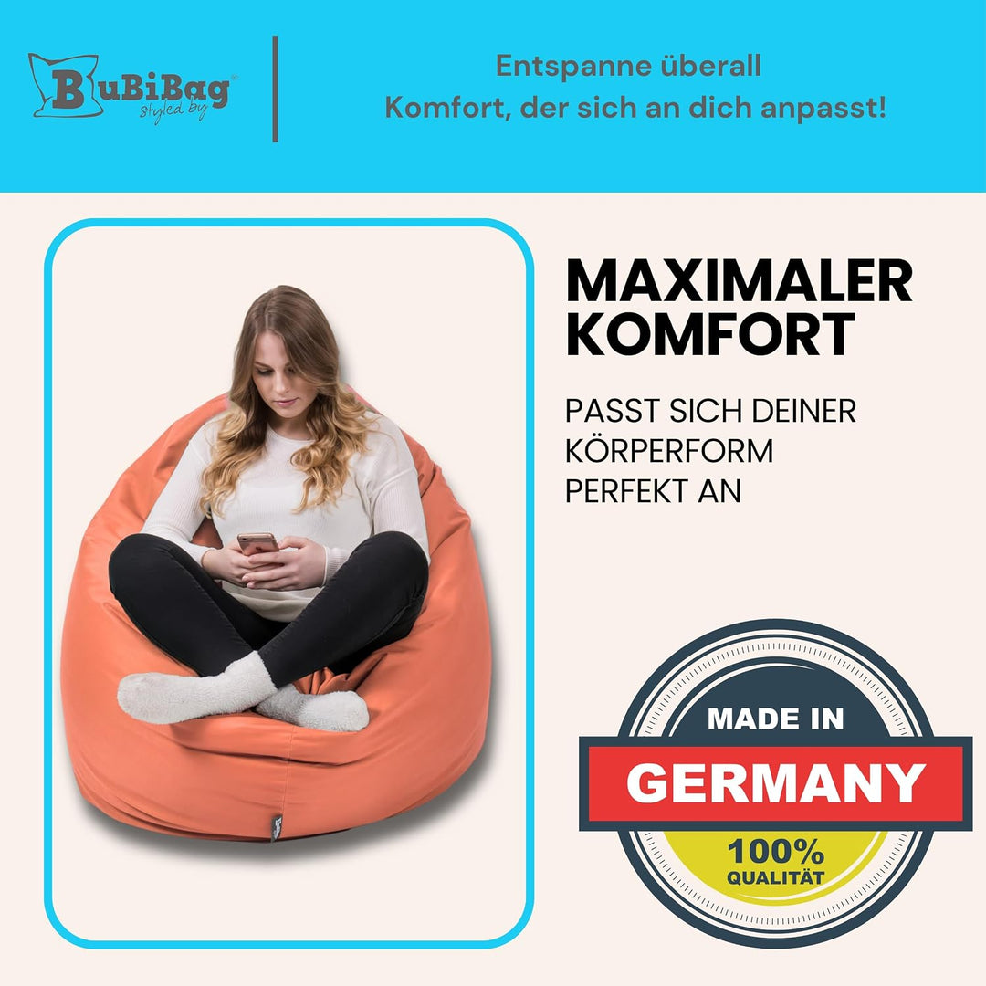 BuBiBag 2in1 Sitzsack L - XXL mit Füllung für Kinder &amp; Erwachsene, Gaming Beanbag &amp; Bodenkissen für